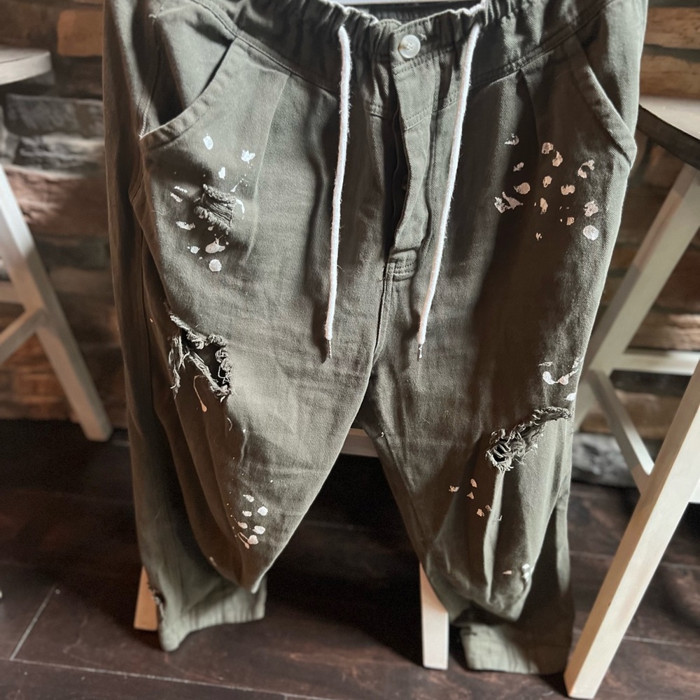 Mittoshop Green Joggers Relaxed Fit Cotton Blend